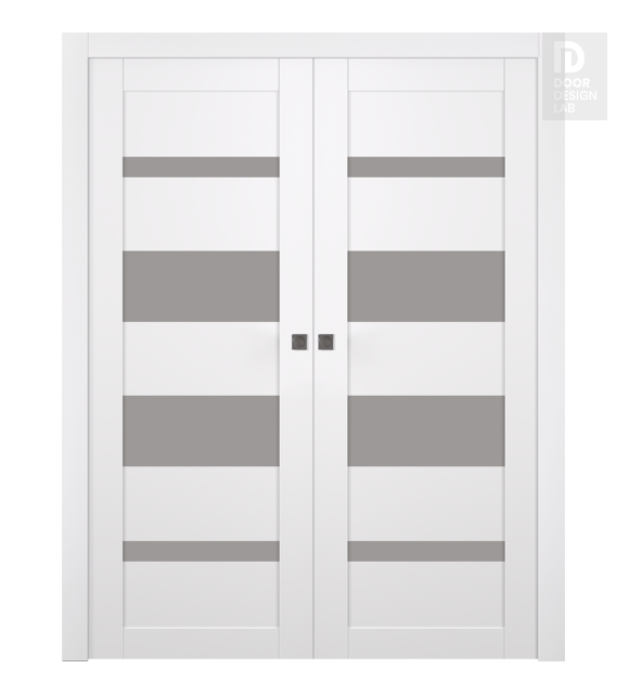 Mirella Vetro Snow White Modern Interior Double Pocket Doors by Belldinni