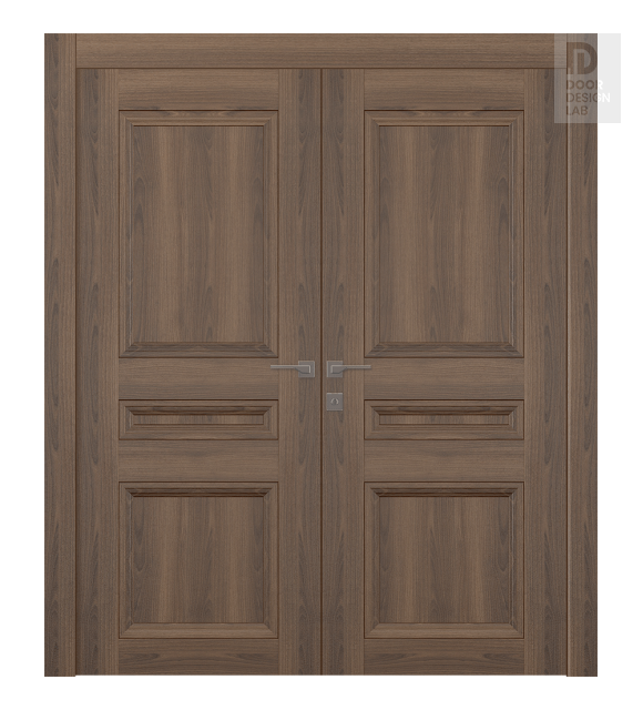 Oxford Duo 07 2R Pecan Nutwood Modern Interior Double Swing Doors by Belldinni