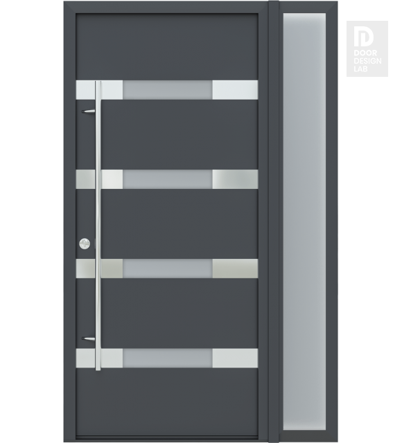 MODERN FRONT STEEL DOOR AURA ANTRACIT/WHITE 49 1/4" X 81 11/16" RHI + SIDELITE RIGHT