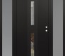 Modern Steel Front Door DIAMOND A6 60" X 80" BLACK/BLACK CLEAR GLASS PANEL BLACK LHI WITH 2 SIDELITES FROSTED GLASS