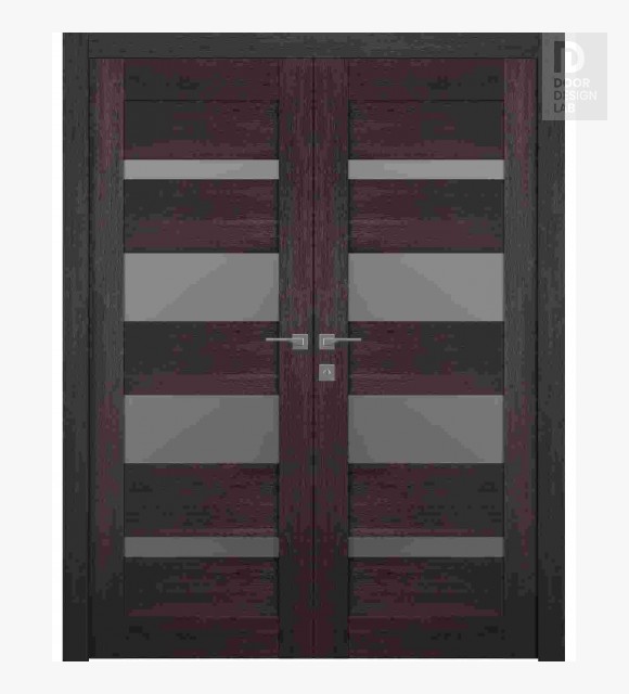 Avon 07-01 Vetro Veralinga Oak Modern Interior Double Swing Doors by Belldinni
