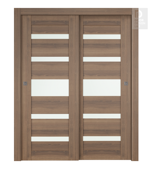Avon 07-05 Vetro Pecan Nutwood Modern Interior Bypass Doors by Belldinni