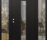 Modern Steel Front Door DIAMOND A1 60" X 80" BLACK/BLACK CLEAR GLASS PANEL BLACK RHI WITH 2 SIDELITES CLEAR GLASS