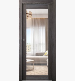 Palladio 207 Clear Vetro Gray Oak Pocket doors