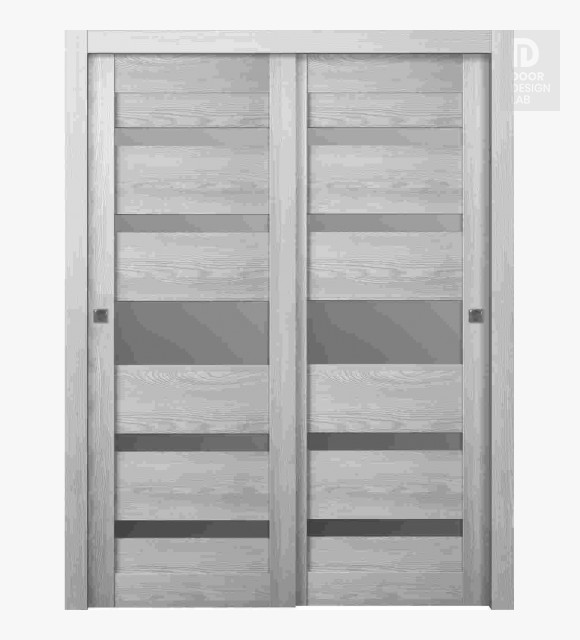 Avon 07-05 Vetro Ribeira Ash Modern Interior Bypass Doors by Belldinni