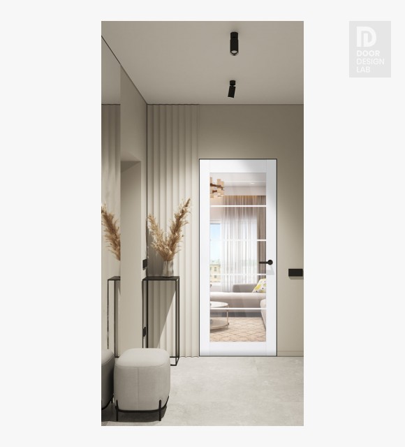 Palladio 5 Lite Clear Vetro Bianco Noble Modern Interior Frameless Door by Belldinni