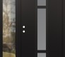 Modern Steel Front Door DIAMOND A9 48" X 80" BLACK/WHITE FROSTED GLASS PANEL BLACK RHI WITH SIDELITE CLEAR GLASS