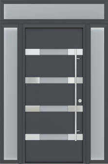 MODERN FRONT STEEL DOOR AURA ANTRACIT/WHITE 61 1/16" X 95 11/16" LHI + SIDELITE LEFT/RIGHT + TRANSOM