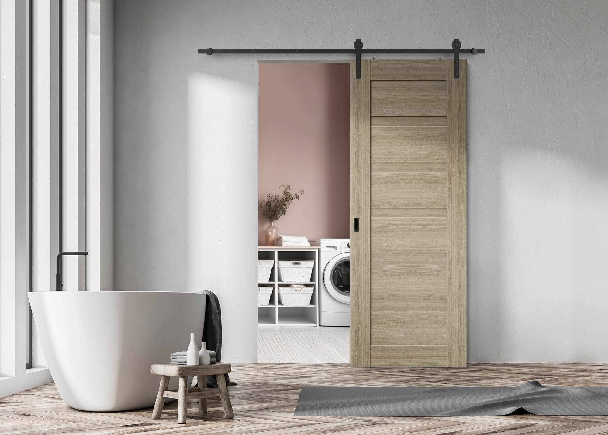 Avon 207 polar white frosted glass in Laundry